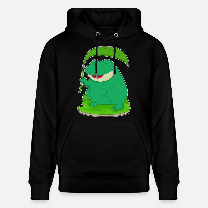 Grenouille avec une feuille comme parasol - Sweat à capuche bio CRUISER Stanley/Stella Unisexe - noir