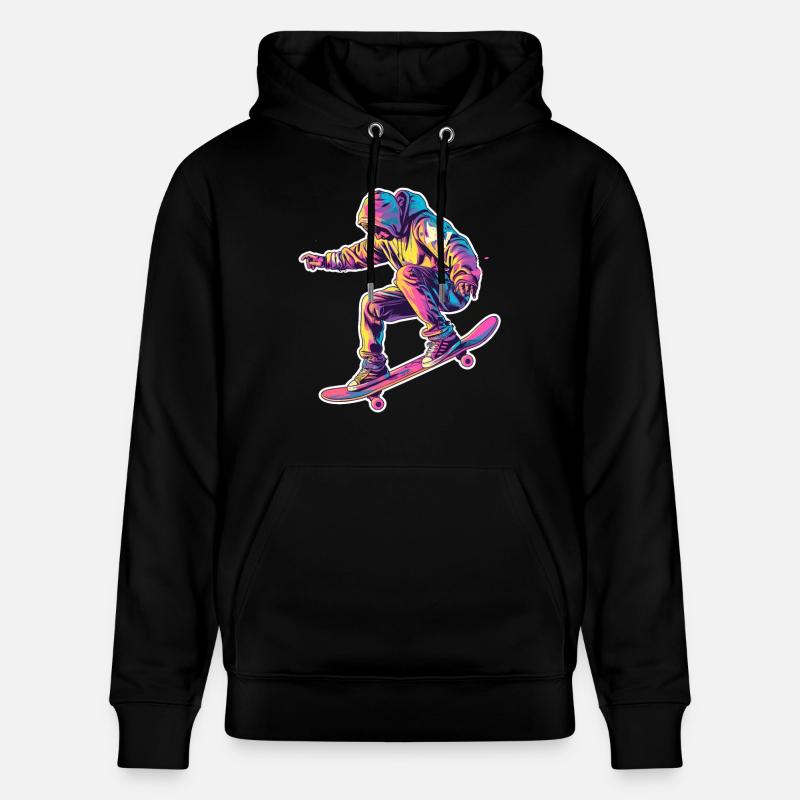 Retro Skateboarder - Stanley/Stella Unisex Bio-Hoodie CRUISER - Schwarz