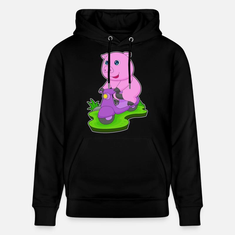 Schwein Motorroller - Stanley/Stella Unisex Bio-Hoodie CRUISER  - Schwarz