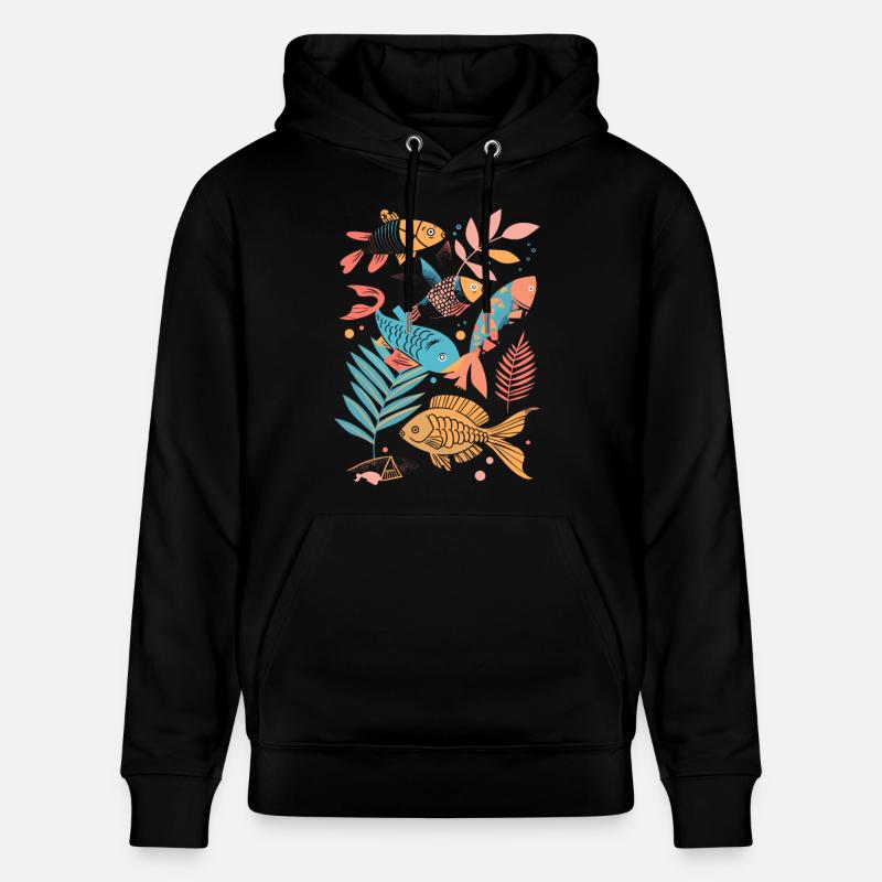 Style de dessin animé de pêche - Sweat à capuche bio CRUISER Stanley/Stella Unisexe - noir