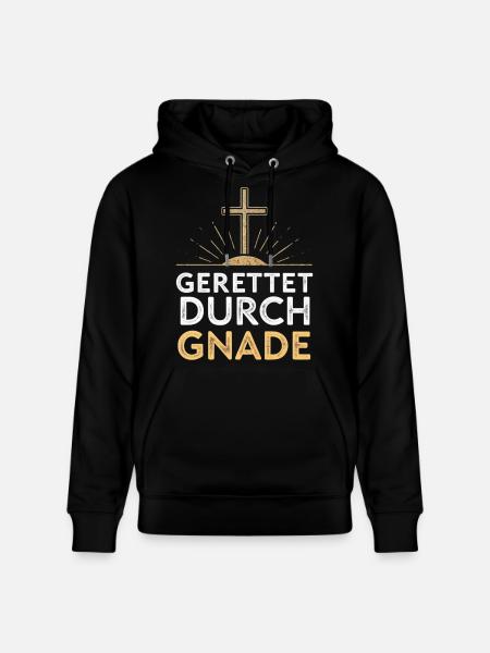Gerettet durch Gnade Kreuzdesign - Stanley/Stella Unisex Bio-Hoodie CRUISER  - Schwarz