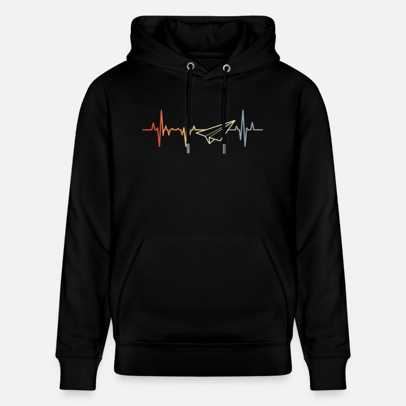 Papierflugzeug Herzfrequenz - Stanley/Stella Unisex Bio-Hoodie CRUISER  - Schwarz
