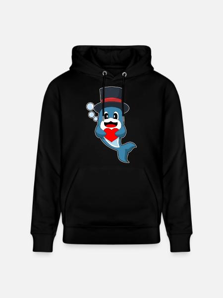 Dolphin Groom Heart Wedding - Stanley/Stella CRUISER Unisex Organic Hoodie - black