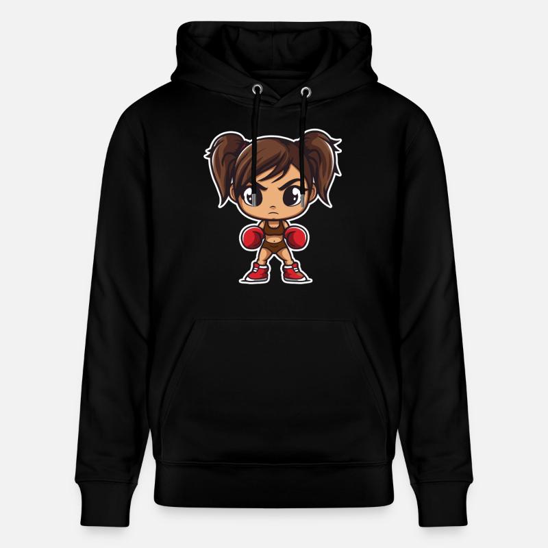 Dessin animé de boxe fille - Sweat à capuche bio CRUISER Stanley/Stella Unisexe - noir