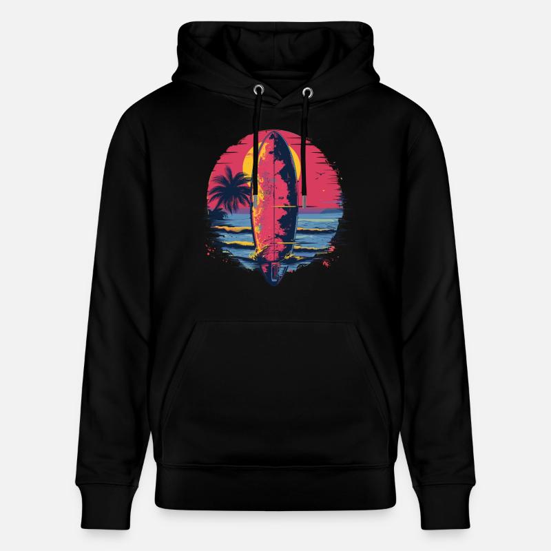 Planche de surf Synthwave - Sweat à capuche bio CRUISER Stanley/Stella Unisexe - noir