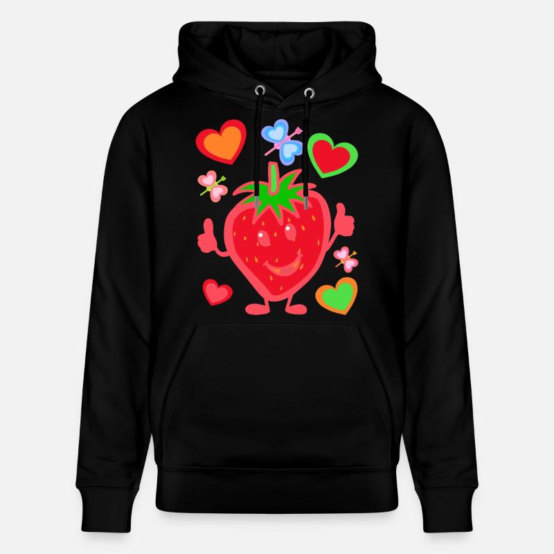 Erdbeere Erdbeer Kinder Kind Sommerzeit - Stanley/Stella Unisex Bio-Hoodie CRUISER - Schwarz