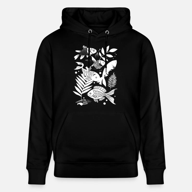 Look de dessin animé de pêche - Sweat à capuche bio CRUISER Stanley/Stella Unisexe - noir