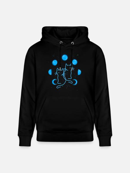 Cat Cats Moon Moon Phases - Stanley/Stella CRUISER Unisex Organic Hoodie - black