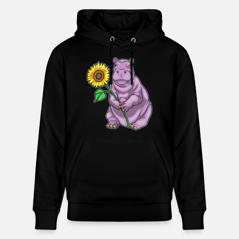 Nilpferd Sonnenblume Blumen - Stanley/Stella Unisex Bio-Hoodie CRUISER  - Schwarz