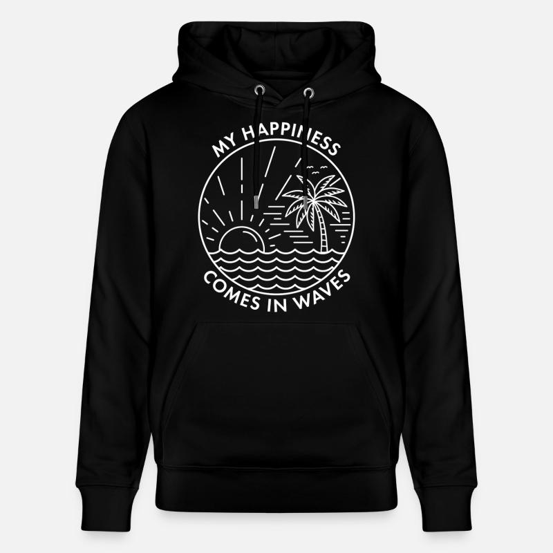 Mon bonheur vient par vagues - Sweat à capuche bio CRUISER Stanley/Stella Unisexe - noir