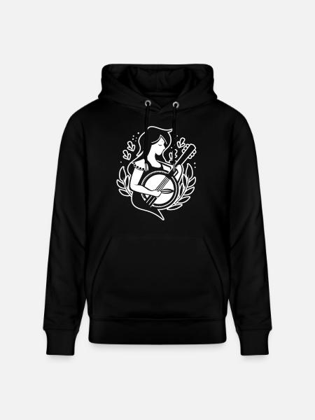 Cartoon Banjo Player - Stanley/Stella CRUISER Unisex Organic Hoodie - black