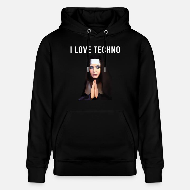I Love Techno Nonne - Stanley/Stella Unisex Bio-Hoodie CRUISER  - Schwarz