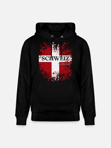 Flagge der Schweiz, Schweizer Stolz - Stanley/Stella Unisex Bio-Hoodie CRUISER  - Schwarz