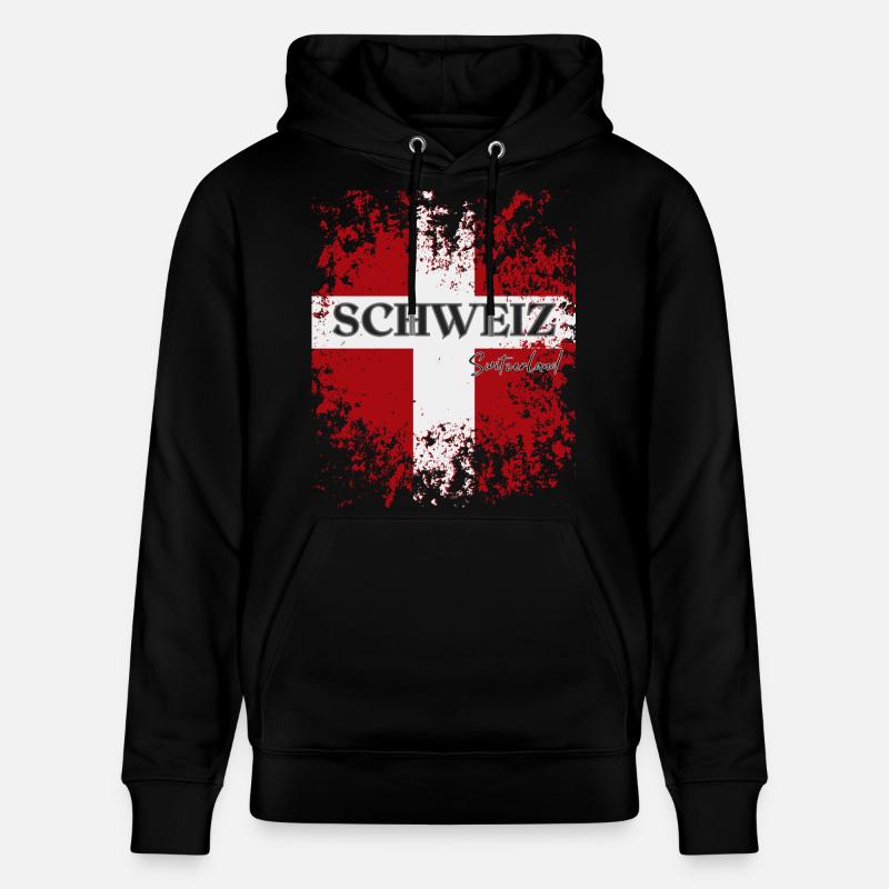 Flagge der Schweiz, Schweizer Stolz - Stanley/Stella Unisex Bio-Hoodie CRUISER  - Schwarz