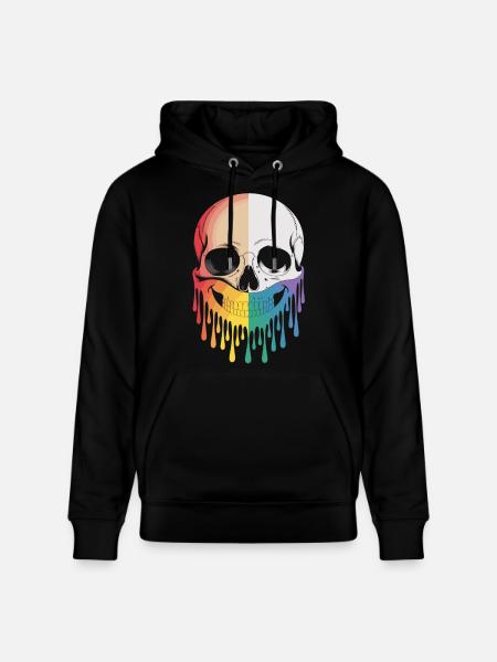 Skull with rainbow smile - Stanley/Stella CRUISER Unisex Organic Hoodie - black