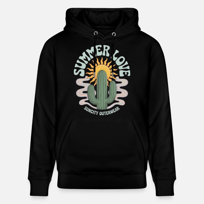 Cactus Sun Style rétro - Sweat à capuche bio CRUISER Stanley/Stella Unisexe - noir