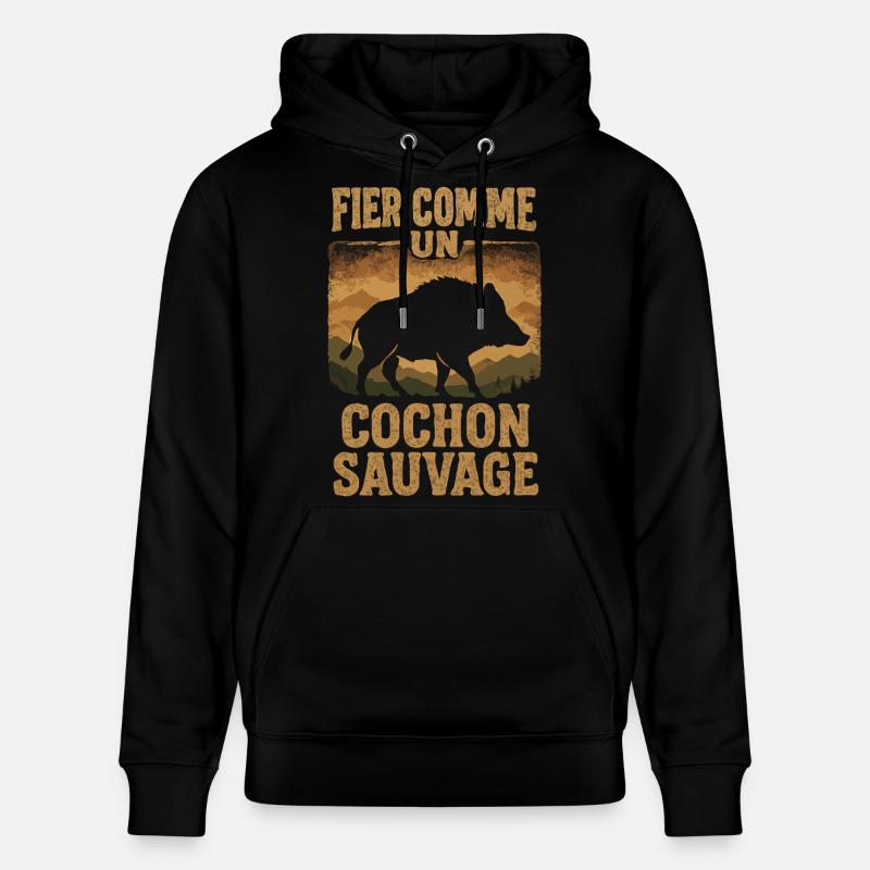 Fier Comme Un Cochon Sauvage - Sweat à capuche bio CRUISER Stanley/Stella Unisexe - noir