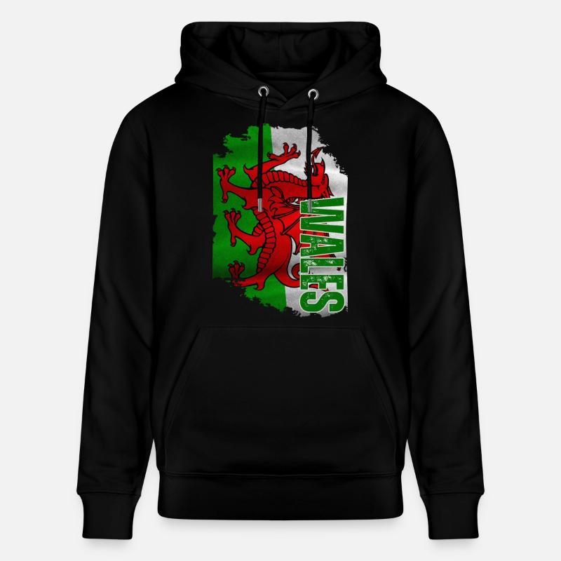 Drapeau gallois vertical, fierté galloise - Sweat à capuche bio CRUISER Stanley/Stella Unisexe - noir
