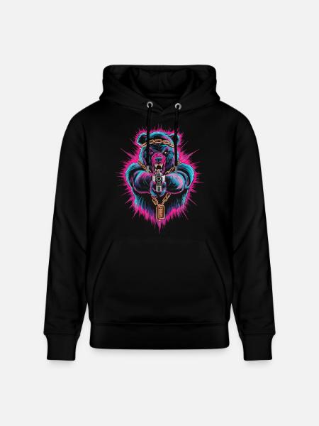 Ours néon de style urbain - Sweat à capuche bio CRUISER Stanley/Stella Unisexe - noir