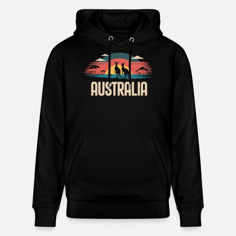 Australien mit Kängurus im Outback - Stanley/Stella Unisex Bio-Hoodie CRUISER - Schwarz