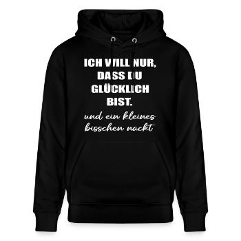 Ich Will Nur Dass Du Glücklich Bist - Stanley/Stella Unisex Bio-Hoodie CRUISER  - Schwarz - Vorne - Alina (178cm) & Michal (187cm)