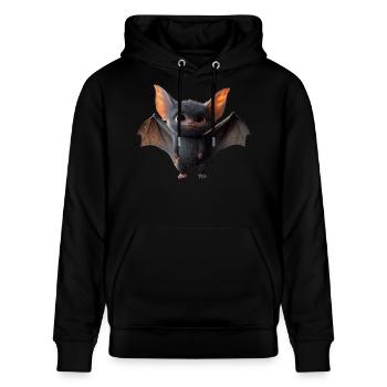 Fledermaus Flughund Vampir Bat Süße Fledemäuse - Stanley/Stella Unisex Bio-Hoodie CRUISER  - Schwarz - Vorne - Alina (178cm) & Michal (187cm)