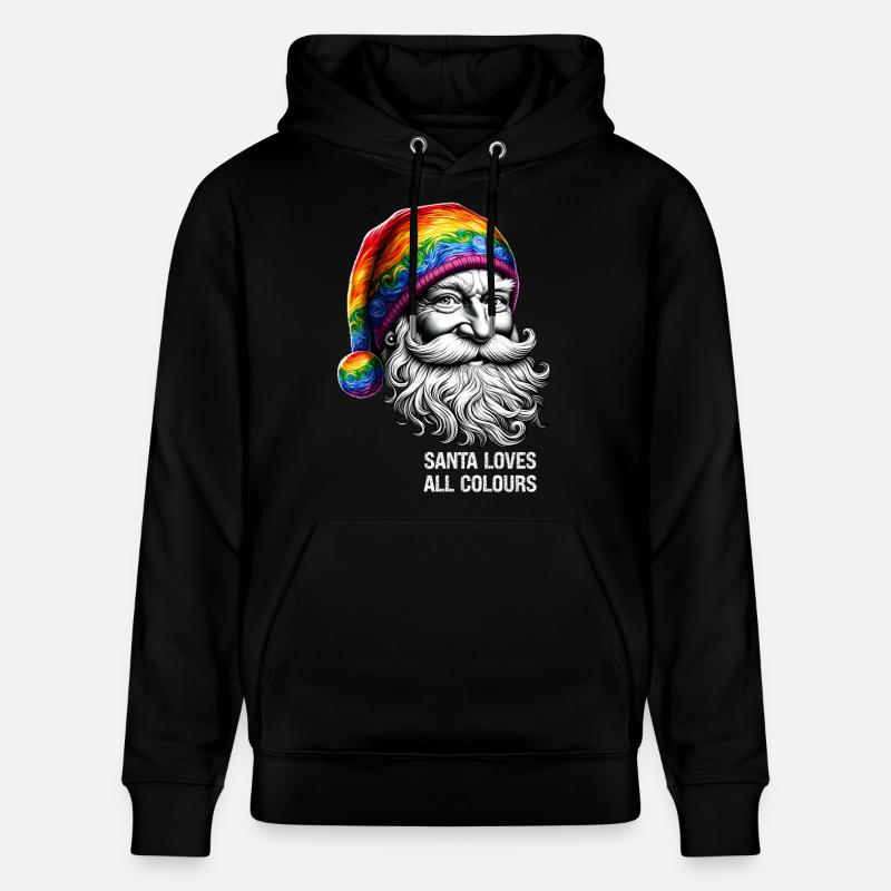 Lebendiger Weihnachtsmann mit Regenbogenhut - Stanley/Stella Unisex Bio-Hoodie CRUISER  - Schwarz