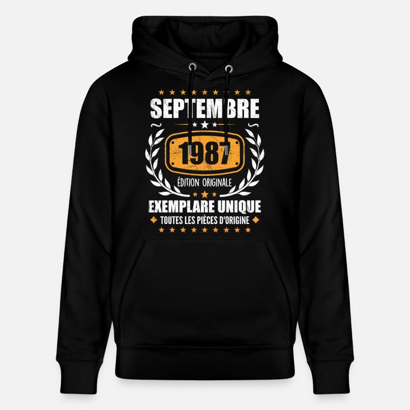 September 1987 Unikat - September 1987 - Stanley/Stella Unisex Bio-Hoodie CRUISER  - Schwarz