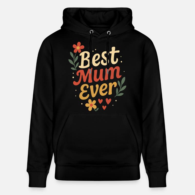 Perfektes Mutter-Design mit Blumen und Herzen - Stanley/Stella Unisex Bio-Hoodie CRUISER - Schwarz