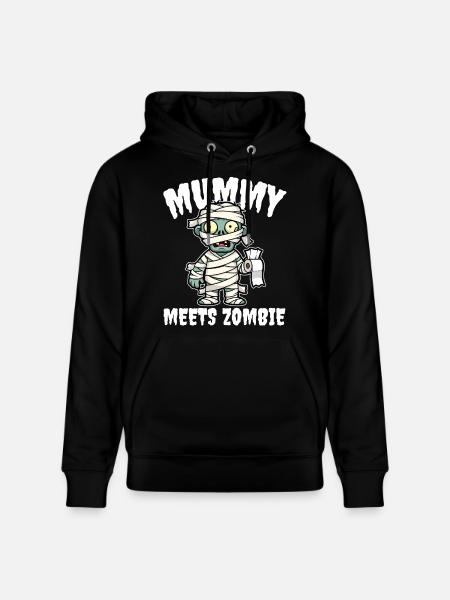 MUMMY MEETS ZOMBIE - ZOMBIE HALLOWEEN - Stanley/Stella CRUISER Unisex Organic Hoodie - black