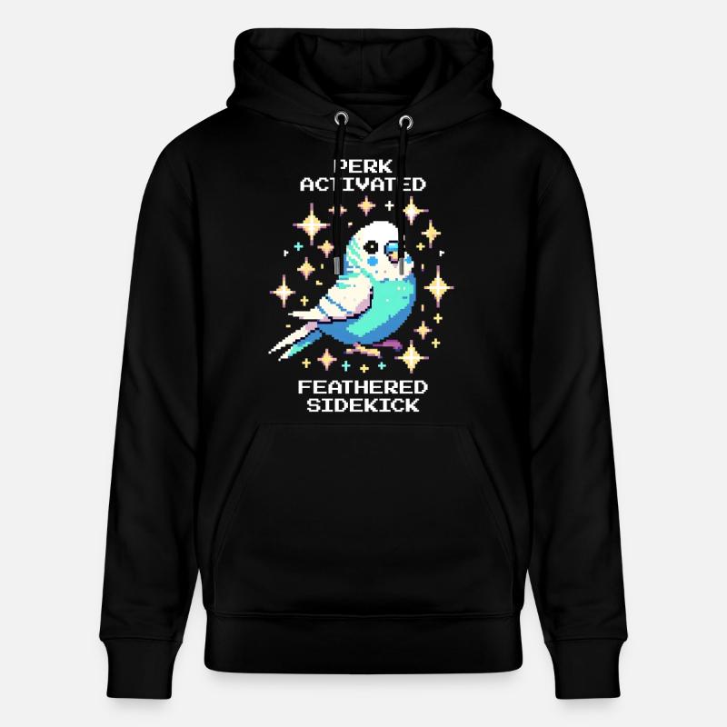 Perk active: Feathered Sidekick | Budgie - Stanley/Stella CRUISER Unisex Organic Hoodie - black
