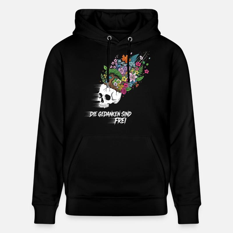 Crâne de fleurs de liberté - Sweat à capuche bio CRUISER Stanley/Stella Unisexe - noir