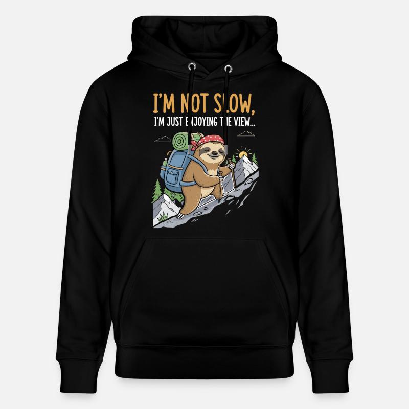 Faultier beim Bergsteigen mit Aussicht - Stanley/Stella Unisex Bio-Hoodie CRUISER  - Schwarz