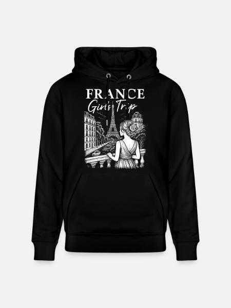 French Girl Trip Design - Stanley/Stella CRUISER Unisex Organic Hoodie - black