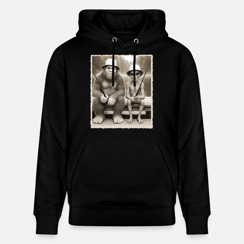 Pêche, Pêcheur, Pêcheur, Pêche, Bigfoot, Alien - Sweat à capuche bio CRUISER Stanley/Stella Unisexe - noir