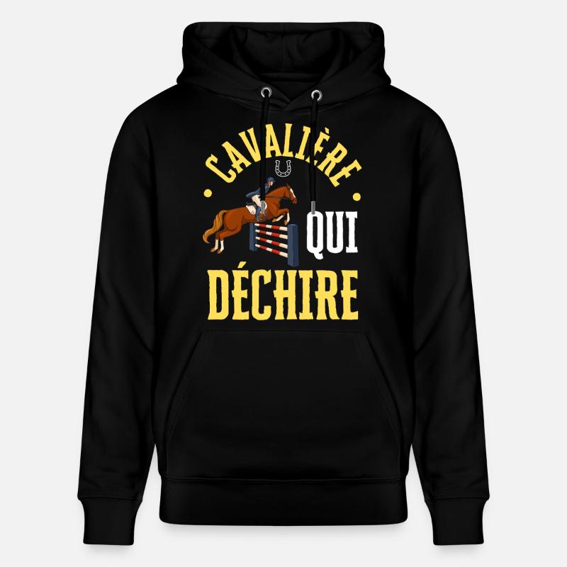 Cavalière qui Déchire - Saut D'obstacles - Sweat à capuche bio CRUISER Stanley/Stella Unisexe - noir