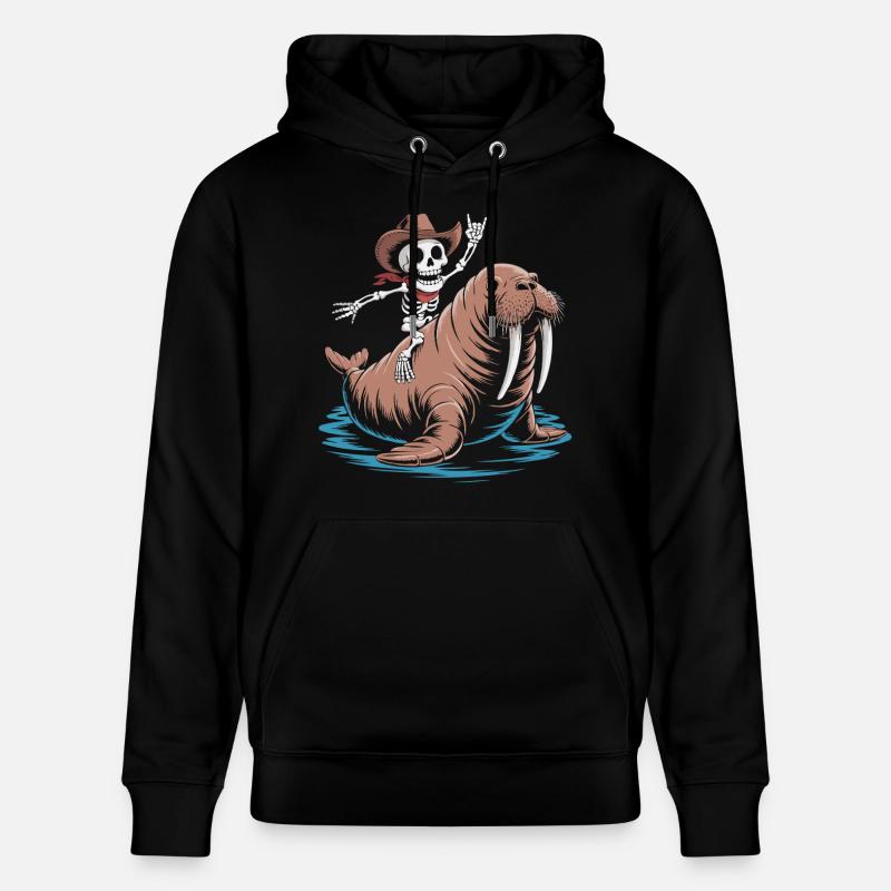 Cow-boy squelette sur morse - Sweat à capuche bio CRUISER Stanley/Stella Unisexe - noir