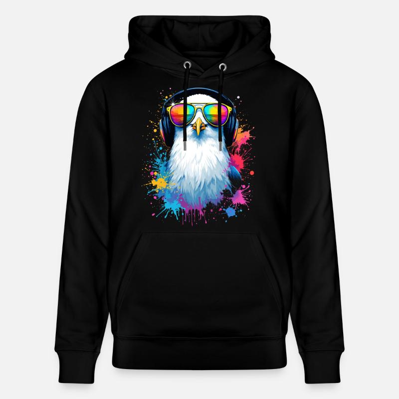 Bunte Möwe Vogel mit Kopfhörer Sonnenbrille - Stanley/Stella Unisex Bio-Hoodie CRUISER  - Schwarz