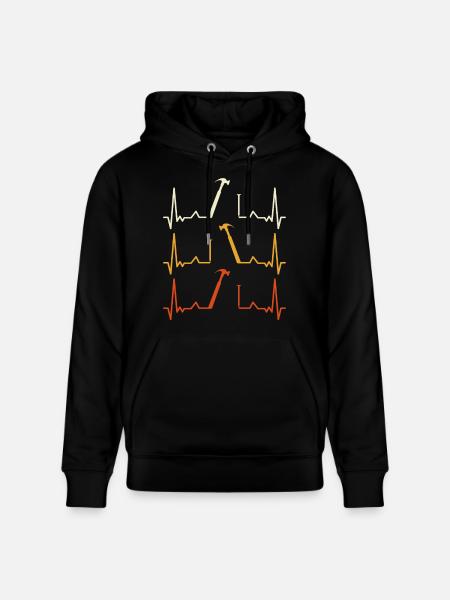 Heartbeat Hammer Pattern - Stanley/Stella CRUISER Unisex Organic Hoodie - black