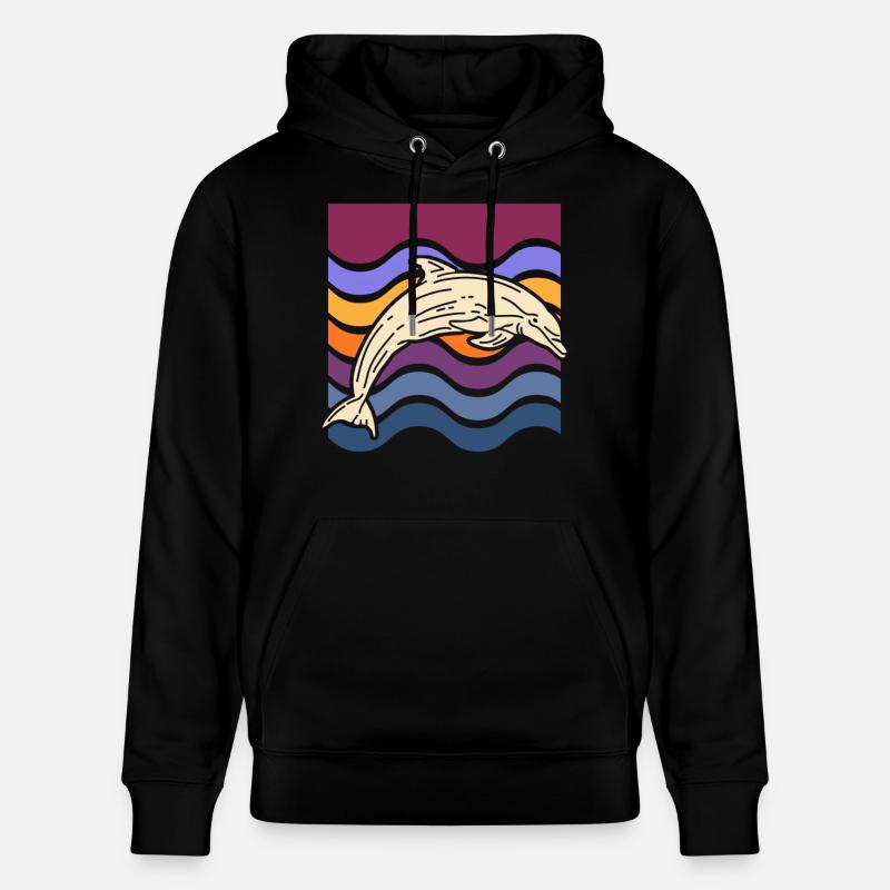 Delfin auf farbigen Wellen - Stanley/Stella Unisex Bio-Hoodie CRUISER  - Schwarz