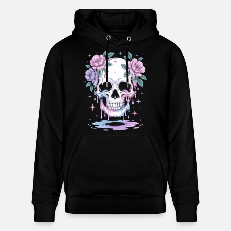 Kawaii Pastel Goth Crâne Fleurs - Sweat à capuche bio CRUISER Stanley/Stella Unisexe - noir