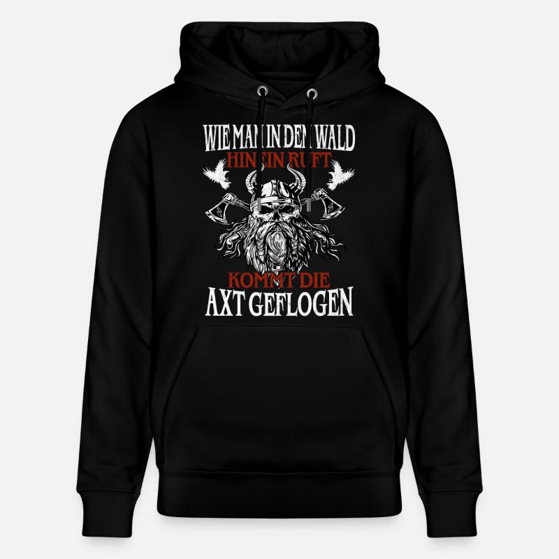 Waldruf und Axt – Viking Spruch - Stanley/Stella Unisex Bio-Hoodie CRUISER  - Schwarz