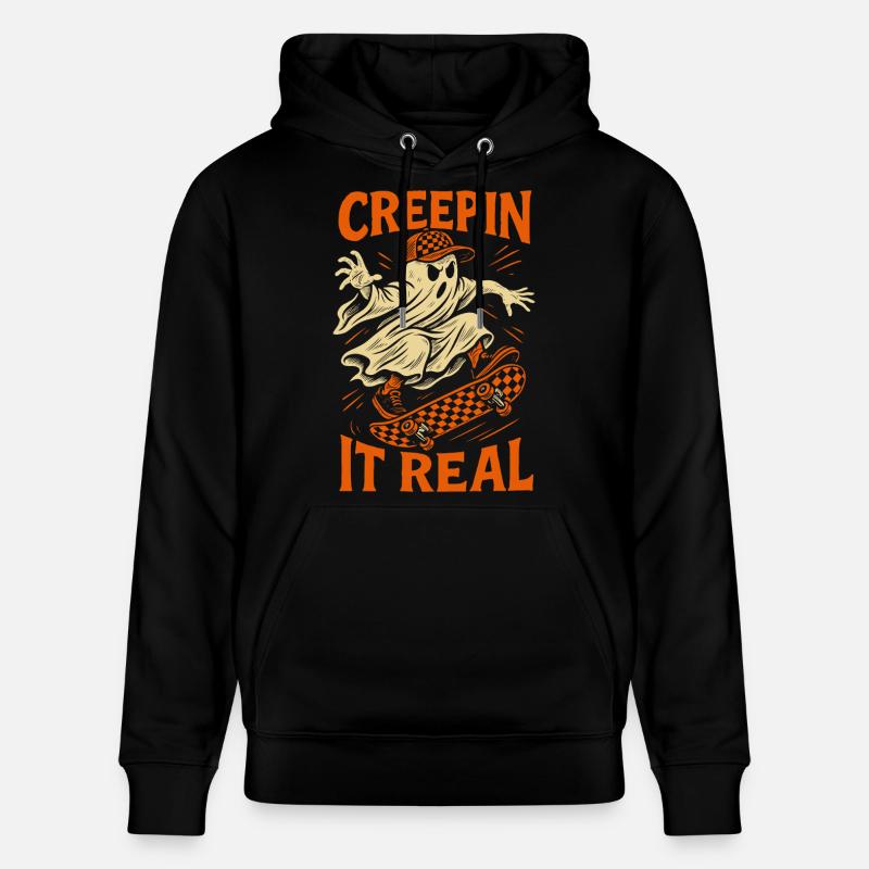 Creepin It Echter Geist Skateboard Halloween - Stanley/Stella Unisex Bio-Hoodie CRUISER  - Schwarz