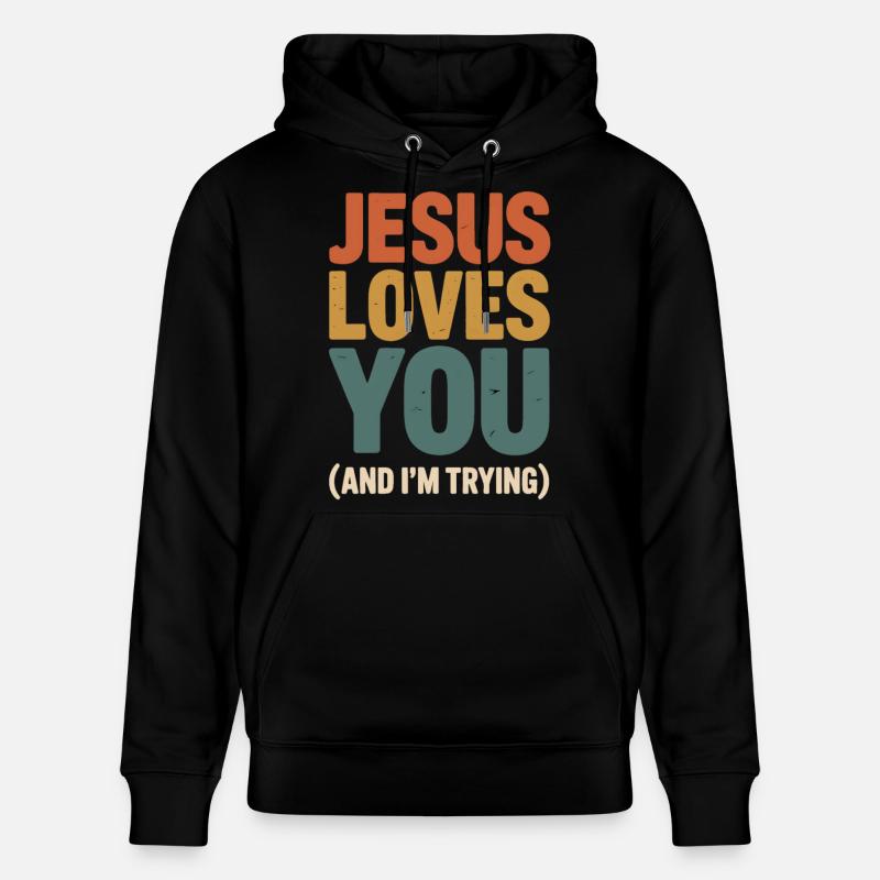 T-shirt Jésus t’aime - Sweat à capuche bio CRUISER Stanley/Stella Unisexe - noir