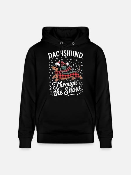 Christmas with Dachshund Shirt - Stanley/Stella CRUISER Unisex Organic Hoodie - black