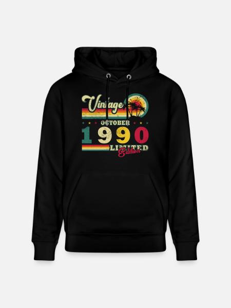 1990 October 1990 Jubilee October 1990 - Stanley/Stella CRUISER Unisex Organic Hoodie - black