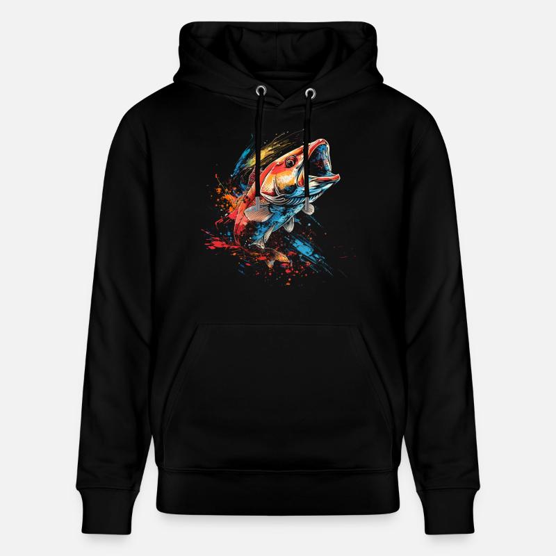 Fisch Farbklecks - Stanley/Stella Unisex Bio-Hoodie CRUISER  - Schwarz