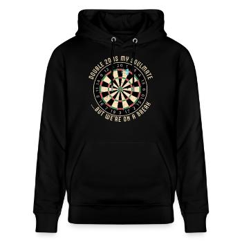 Double 20 Breakup Dartscheibe - Stanley/Stella Unisex Bio-Hoodie CRUISER  - Schwarz - Vorne - Alina (178cm) & Michal (187cm)