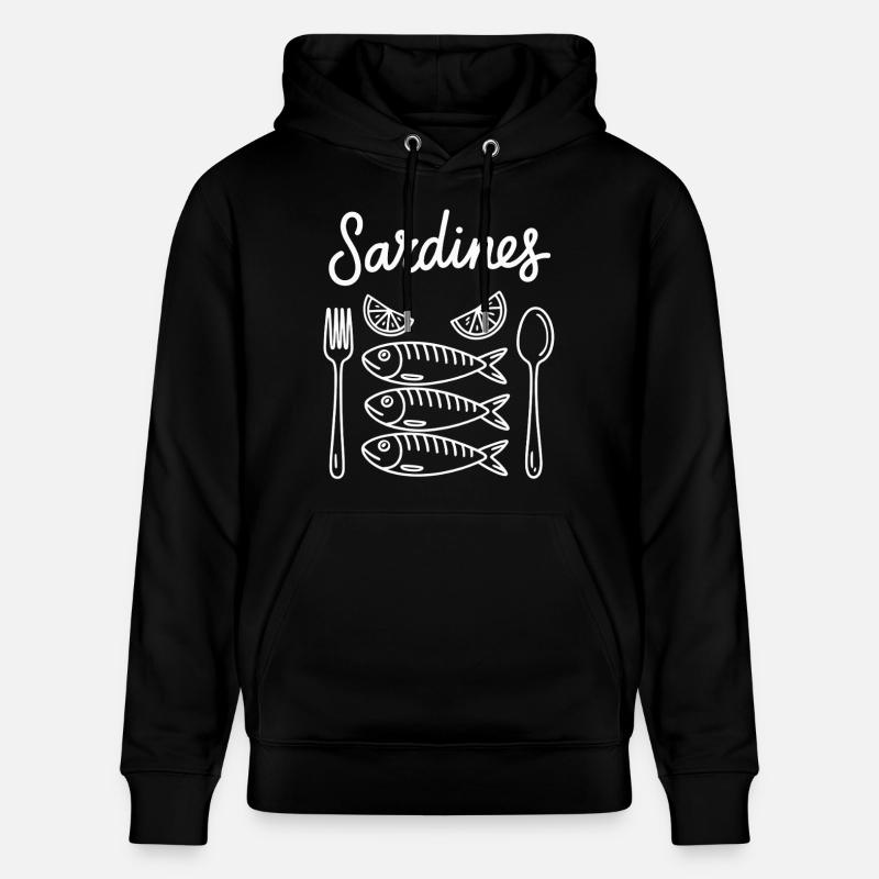 Ligne de sardines avec couverts - Sweat à capuche bio CRUISER Stanley/Stella Unisexe - noir