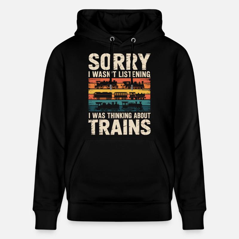 Train Motif d’humour rétro - Sweat à capuche bio CRUISER Stanley/Stella Unisexe - noir